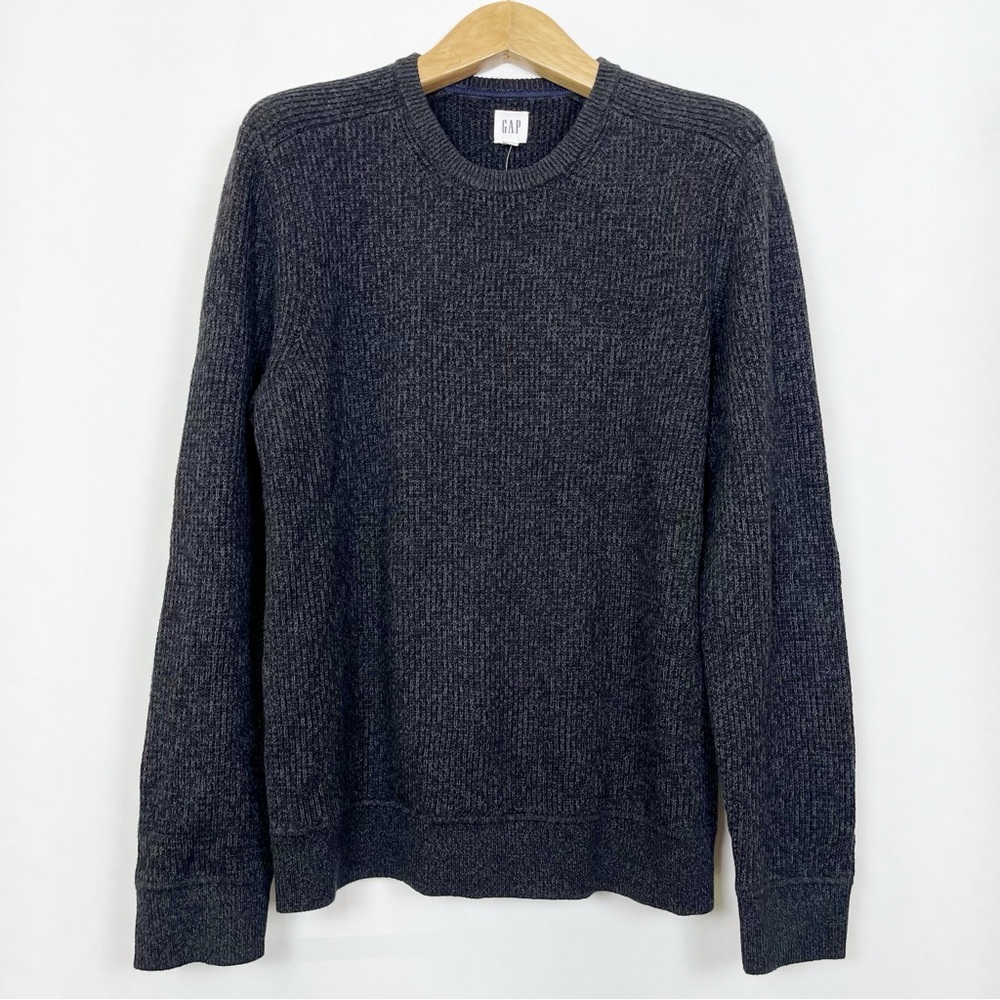 NWT GAP Men's‎ Charcoal Heather 100% Cotton Knit Crewneck Sweater Size Large
